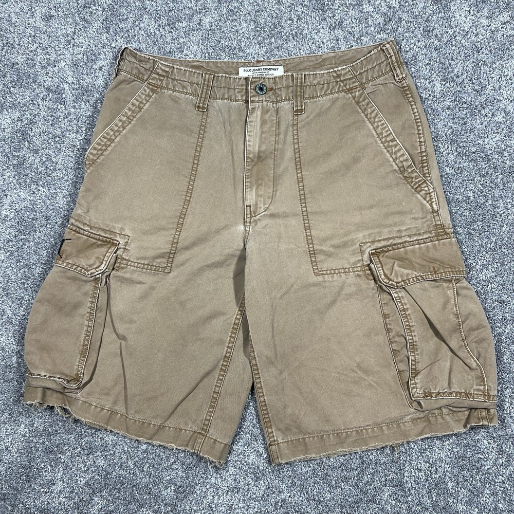 Vintage Polo Ralph Lauren Jeans Co Mens Shorts 33 Cargo Military Surplus 12" Y2K
